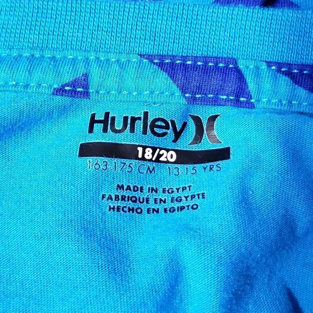 Youth Size 18/20 Blue Hurley Short Sleeve Tshirt Like new condition